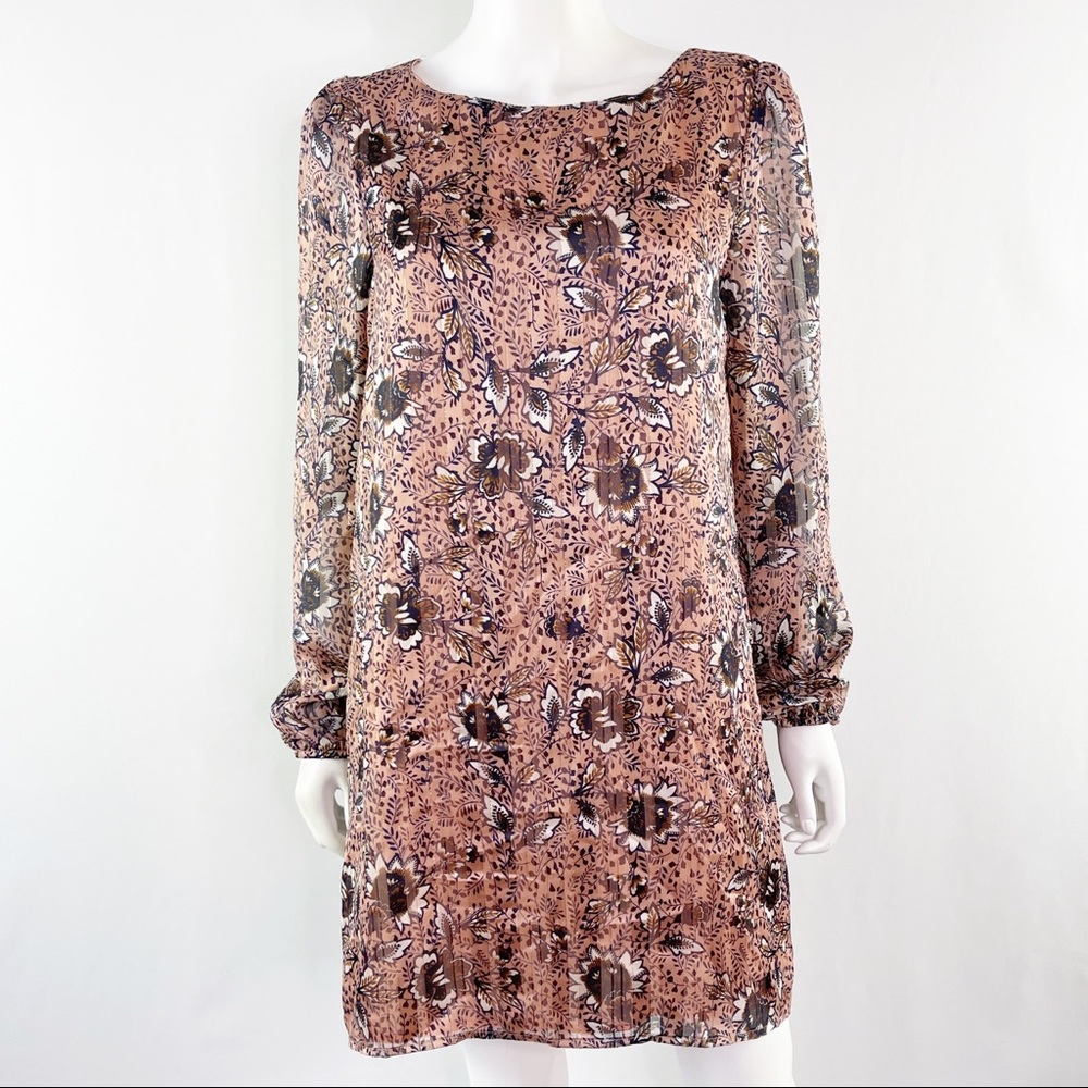 NEW Lulus Size M Blush Pink Floral ASHFORD Shift Dress Metallic Pinstripe - Picture 3 of 13